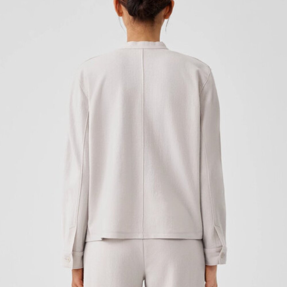 Eileen Fisher Boiled Wool Mandarin Collar Shirt Jacket Chalk SZ 1X - Picture 3 of 12